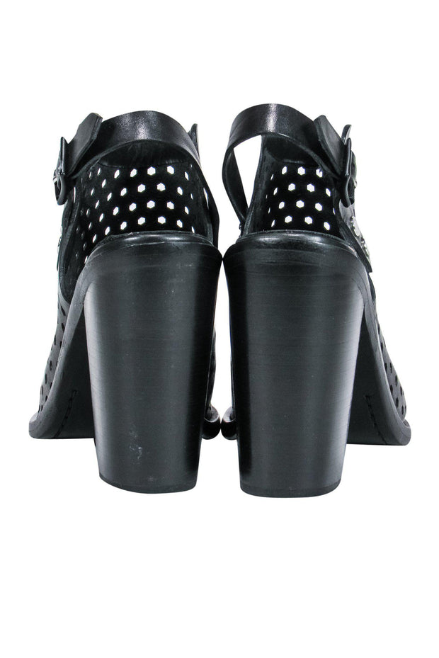 Current Boutique-Rag & Bone - Black Peep Toe Heels w/ Laser Cut Design Sz 8.5