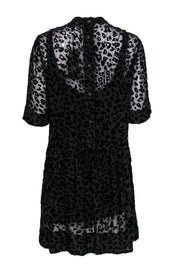 Current Boutique-Rag & Bone - Black Sheer Velvet Leopard Print Drop Waist Shift Dress Sz XS