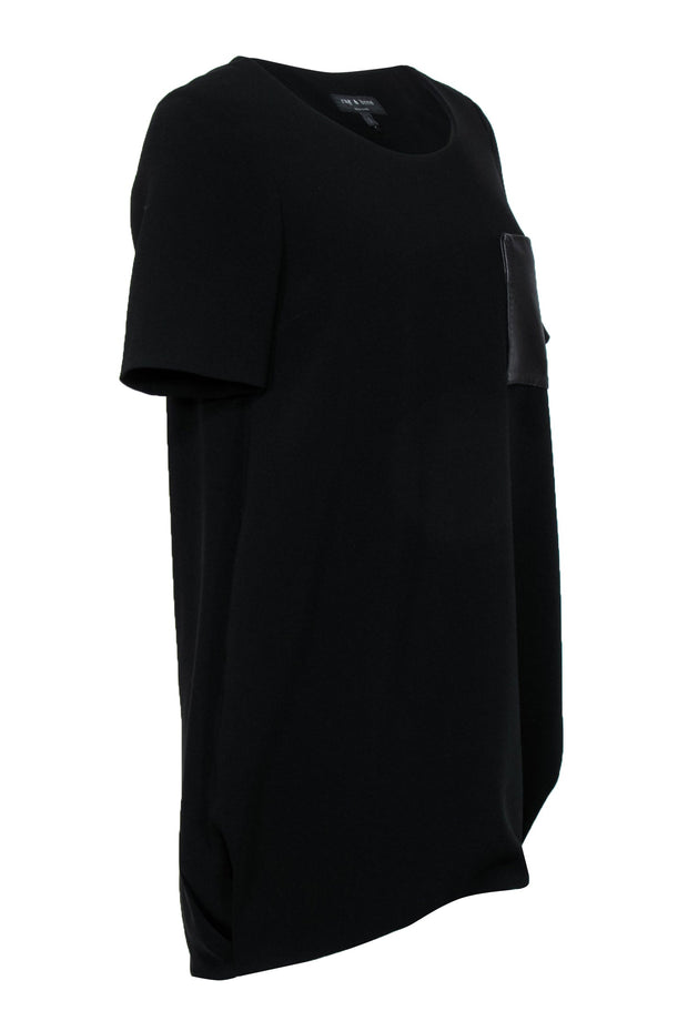 Current Boutique-Rag & Bone - Black Shift Mini Dress w/ Leather Pocket Sz S