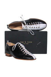 Current Boutique-Rag & Bone - Black & White Leather Lace-Up "Alley" Oxford Loafers Sz 9