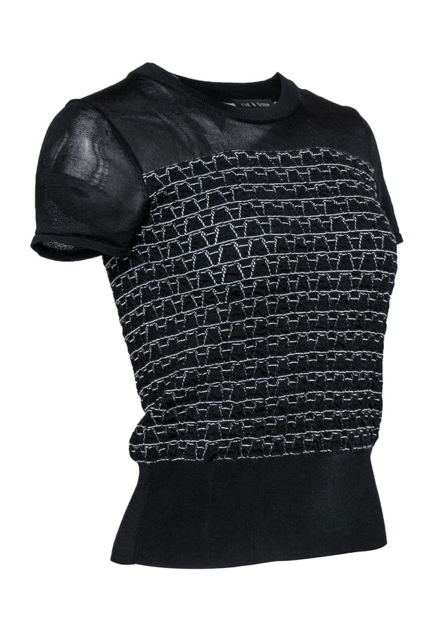Current Boutique-Rag & Bone - Black & White Printed Knit Tee Sz XS/S