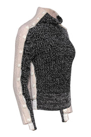 Current Boutique-Rag & Bone - Black & White Speckled Wool Sweater w/ Buttons Sz XXS