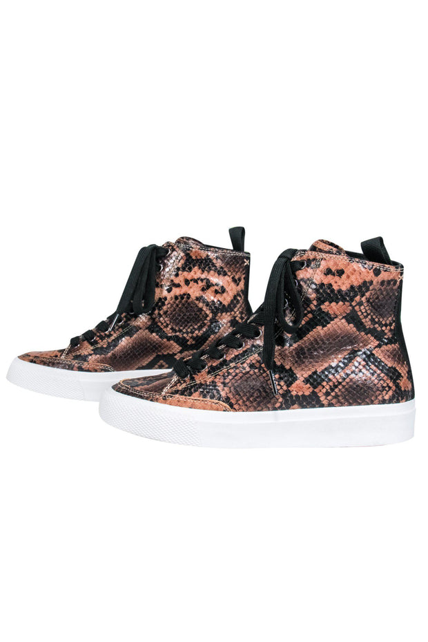 Current Boutique-Rag & Bone - Brown Snakeskin High Top Sneakers Sz 8