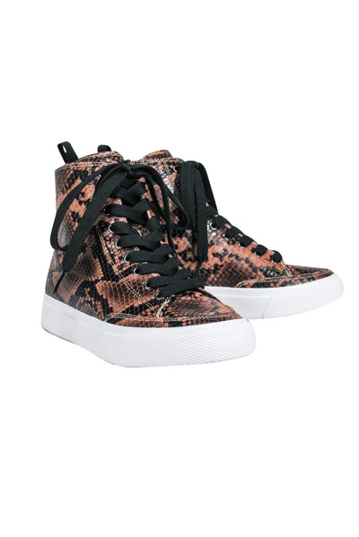 Current Boutique-Rag & Bone - Brown Snakeskin High Top Sneakers Sz 8
