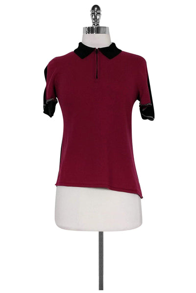 Current Boutique-Rag & Bone - Burgundy & Black Polo Top Sz M