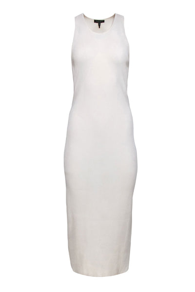 Current Boutique-Rag & Bone - Cream Ribbed Stretch Knit Sleeveless Midi Dress Sz XL