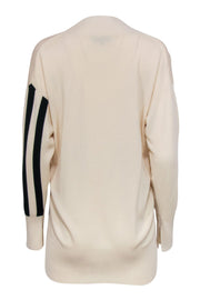 Current Boutique-Rag & Bone - Cream Wool Sweater w/ Front Black Striped Faux Wrap Design Sz XS
