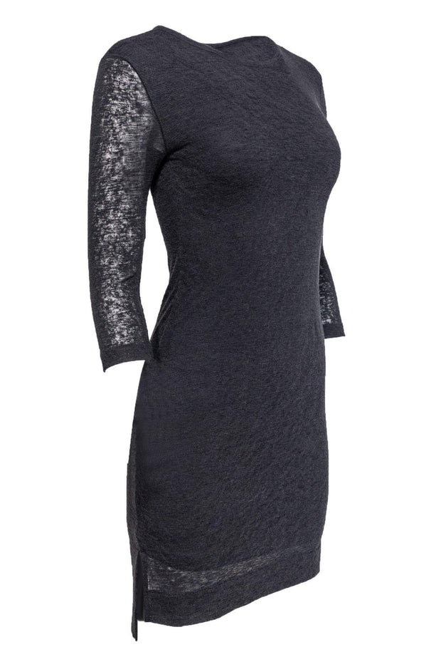 Current Boutique-Rag & Bone - Dark Grey Knit 3/4 Sleeve Dress Sz S