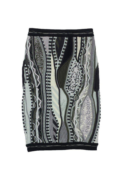 Current Boutique-Rag & Bone - Green & Cream Print Wool Knit Skirt Sz S