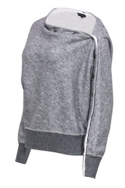 Current Boutique-Rag & Bone - Grey One Shoulder Sweatshirt w/ Snap Buttons Sz XS