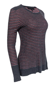 Current Boutique-Rag & Bone - Grey & Pink Striped Merino Wool Blend Sweater Sz M