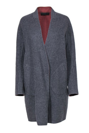 Current Boutique-Rag & Bone - Grey & Rust Open Front Longline Reversible Wool Blend "Singer" Coat Sz M