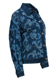 Current Boutique-Rag & Bone - Medium Wash Textured Print Button-Up Denim Jacket Sz M