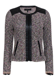 Current Boutique-Rag & Bone - Multicolor Tweed Zip-Up Jacket w/ Leather Trim Sz S