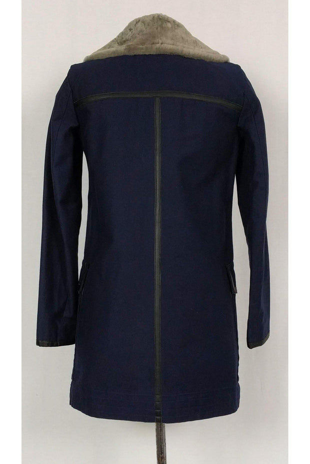 Current Boutique-Rag & Bone - Navy w/ Shearling Collar Coat Sz 0