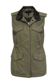 Current Boutique-Rag & Bone - Olive Button-Up Utility-Style Vest Sz XS