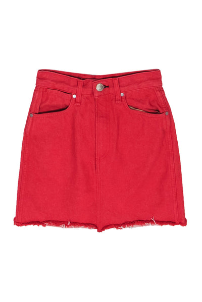 Current Boutique-Rag & Bone - Red Denim Raw Hem Miniskirt Sz 23