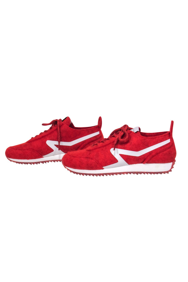 Current Boutique-Rag & Bone - Red Felt Lace-Up Sneakers Sz 8.5