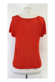 Current Boutique-Rag & Bone - Red Perforated Short Sleeve Knit Top Sz XS