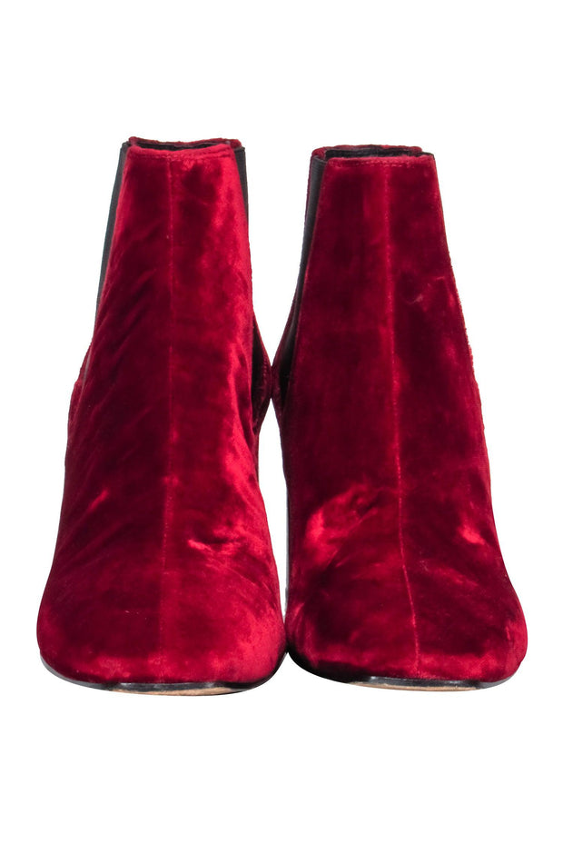 Current Boutique-Rag & Bone - Red Velvet w/ Elastic Side Panel Ankle Boots Sz 6