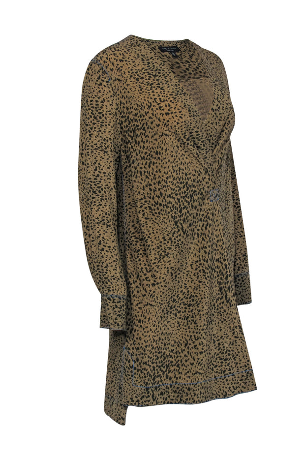 Current Boutique-Rag & Bone - Tan & Black Leopard Print Silk Shift Dress Sz M