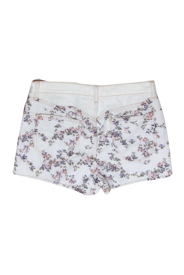 Current Boutique-Rag & Bone - White Floral "Ellie" High-Waist Denim Shorts Sz 30