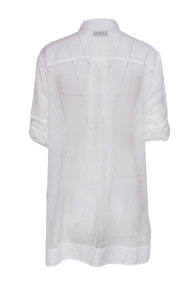 Current Boutique-Rag & Bone - White Sheer Button-Up Long Sleeve Blouse Sz M