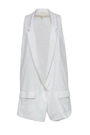 Current Boutique-Rag & Bone - White Textured Tuxedo-Style Vest Sz L