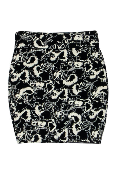 Current Boutique-Rag & Bone x Liberty - Black & White Floral Print Knit Miniskirt Sz XXS