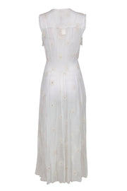 Current Boutique-Raga for Anthropologie - White Floral Embroidered Ruffled Sleeveless Maxi Dress Sz M