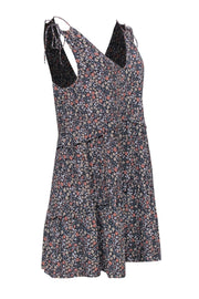 Current Boutique-Rails - Grey Tiered Floral Print Mini Dress w/ Tie Shoulder Straps Sz XS