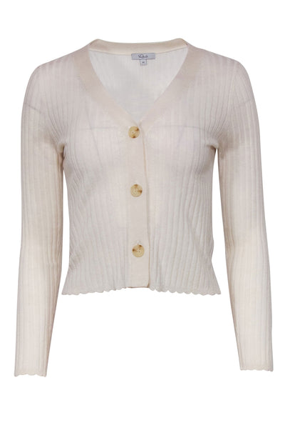 Current Boutique-Rails - Ivory Ribbed Wool Blend Button-Up "Jase" Cardigan Sz XS