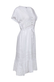 Current Boutique-Rails - Ivory Short Sleeve Drawstring Midi Dress Sz M