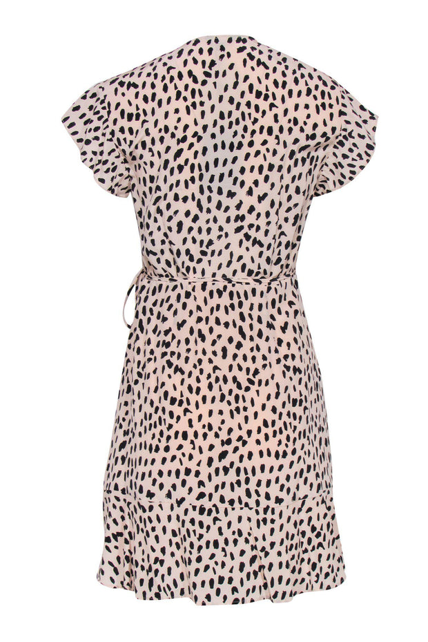 Current Boutique-Rails - Light Pink & Black Leopard Print Short Sleeve Fit & Flare Dress Sz S