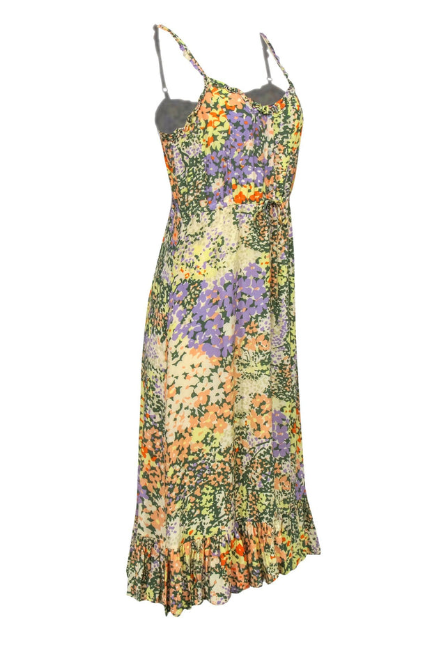 Current Boutique-Rails - Multicolor Floral Print Midi Dress w/ Ruffles Sz S