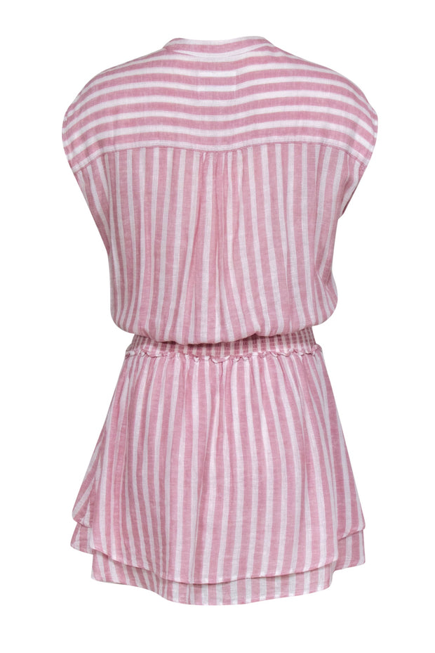 Current Boutique-Rails - Pink & White Striped Linen Blend Fit & Flare Dress Sz S