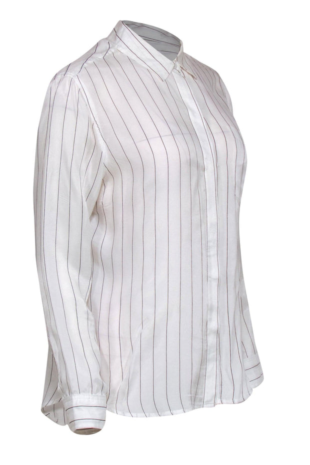 Current Boutique-Rails - White & Black Striped Long Sleeve Button-Up Blouse Sz M