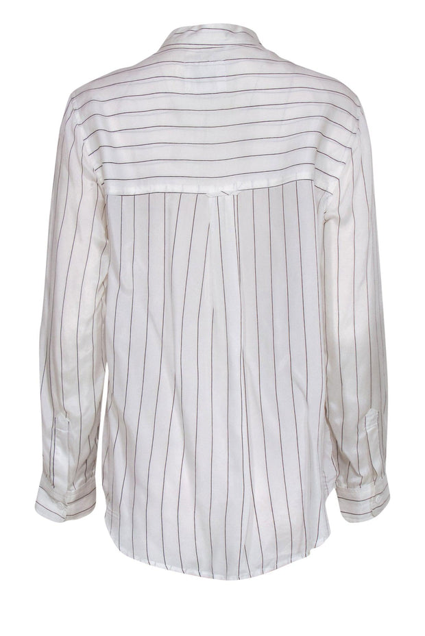 Current Boutique-Rails - White & Black Striped Long Sleeve Button-Up Blouse Sz M