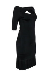 Current Boutique-Ralph Lauren - Black Knit Sheath Dress w/ Pleated Hem & Layered Cutouts Sz M