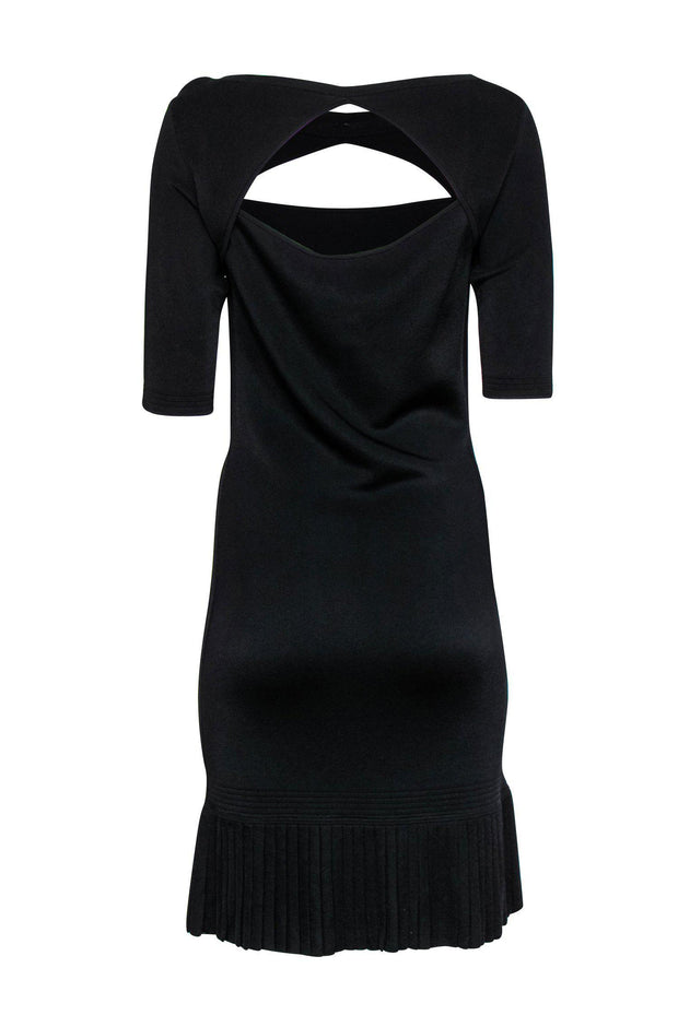Current Boutique-Ralph Lauren - Black Knit Sheath Dress w/ Pleated Hem & Layered Cutouts Sz M