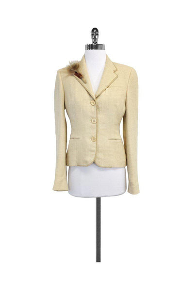 Current Boutique-Ralph Lauren Black Label - Gold Linen Suit Jacket Sz 4