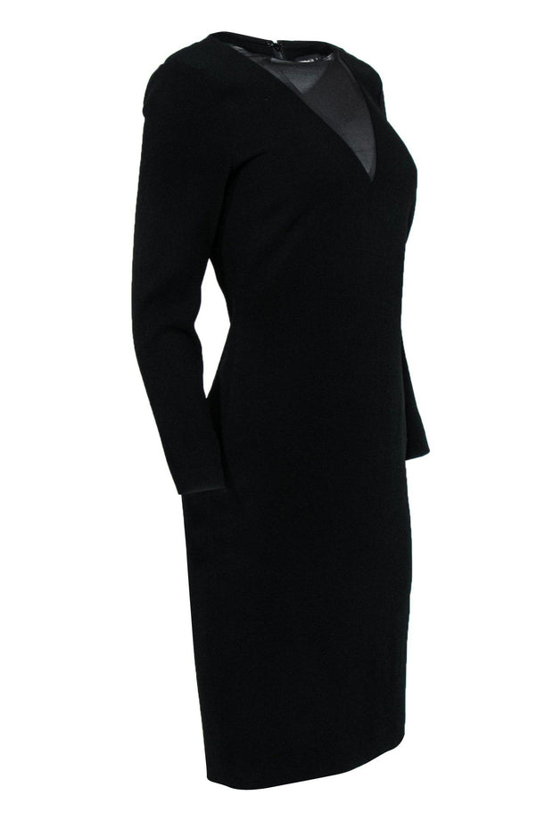 Current Boutique-Ralph Lauren - Black Long Sleeve Midi Dress w/ Sheer Paneling Sz 6