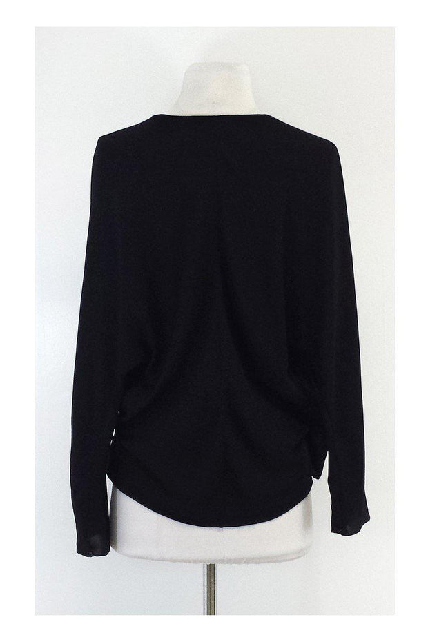 Ralph Lauren - Black Silk Long Sleeve Wrap Top Sz 14 – Current Boutique