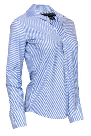 Current Boutique-Ralph Lauren - Blue Striped Cotton Collared Blouse Sz 2