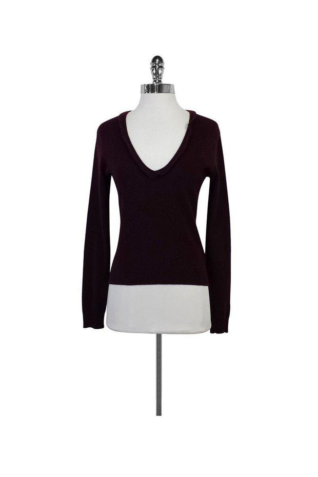 Current Boutique-Ralph Lauren - Cashmere V-Neck Ruffle Sweater Sz M