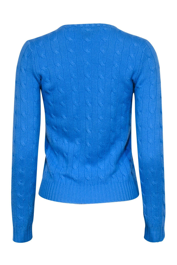 Current Boutique-Ralph Lauren - Cornflower Crewneck Cashmere Cable Knit Sweater Sz M