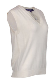 Current Boutique-Ralph Lauren - Cream Cashmere V-Neck Sweater Vest Sz M