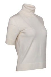 Current Boutique-Ralph Lauren - Cream Short Sleeve Cashmere Turtleneck Sweater Sz M