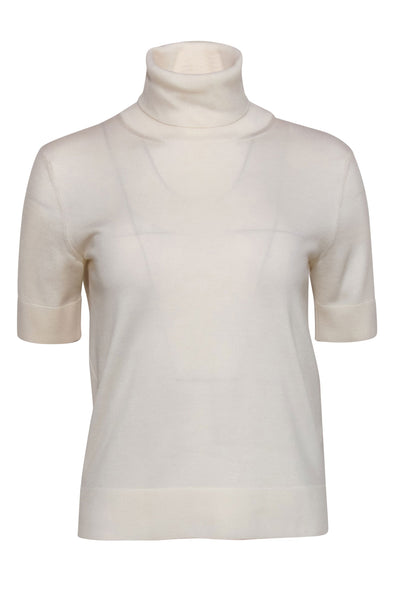 Current Boutique-Ralph Lauren - Cream Short Sleeve Cashmere Turtleneck Sweater Sz M