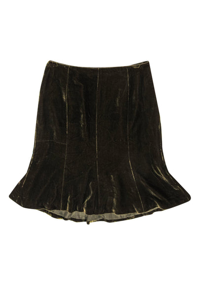 Current Boutique-Ralph Lauren - Deep Moss Green Velvet Flared Skirt Sz 8
